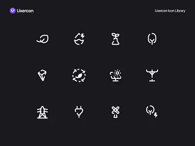 Energy & Electricity - Uxercon Icon Library battery design eco electric electricity energy figma generator icon icon design iconography illustration logo power renewable technology ui uiux ux uxercon