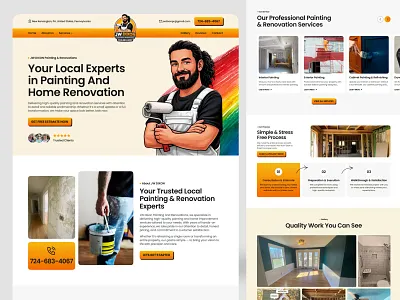 Painting & Renovations Website Design branding construction contrsctor development exterior painting home renovation homepage illustration interior painting landing landing page painting services renovations residential services ui uiux web design website websitedesign