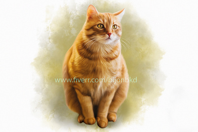 Digital Cat Portrait animal cat digital art digital painting dog oil painting pet pets portrait portrait painting realistic drawing