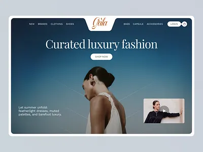 Curated Luxury Fashion — E-commerce & Capsule Collection UI boutique capsulecollection clothingbrand ecommerce editorialdesign elegantdesign fashion fashionwebsite landingpage lightui luxurybrand luxuryfashion minimalism onlineshop productdesign seriftypography visualdesign webdesign website womensfashion