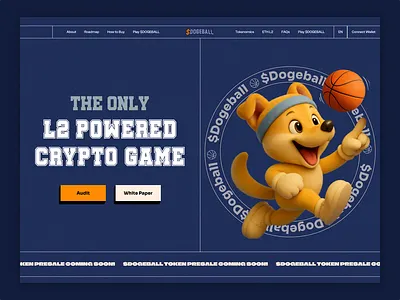 Crypto Game Landing Page — Meme Token Presale Website 3dcharacter blockchain blueui boldtypography crypto cryptogame cryptowebsite defi ethereum fundesign gamefi landingpage layer2 mascotdesign memetoken nft presale tokenomics web3 website