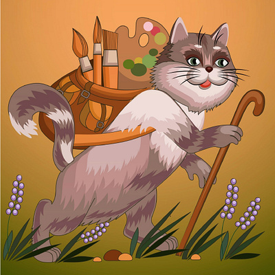 кот путешественник graphic design illustration vector детская иллюстрация животные книжная иллюстрация