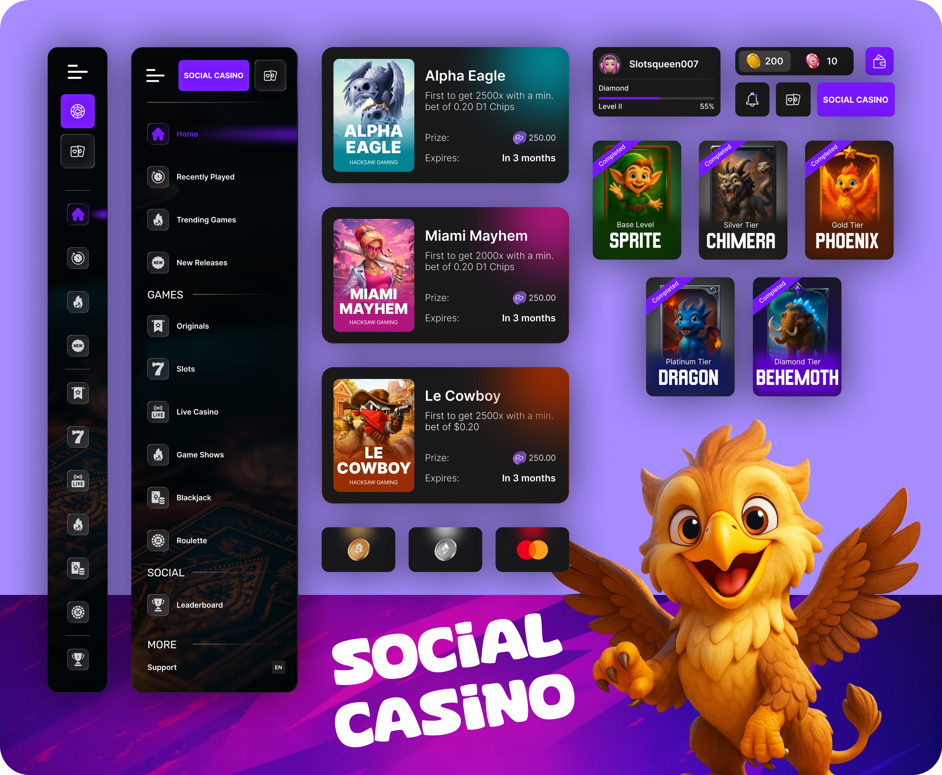 iGaming Assets – Scalable Social Casino System with Gamification casino dashboard design casinoui designsystem gameui gamification gamification ux gamificationdesign igaming igaming asset system igamingdesign interactiondesign social casino ui design