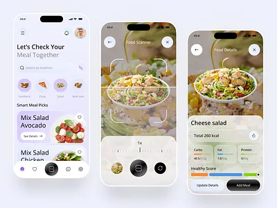 AI Food Scanner App – Healthy Meal Tracking UI/UX ai ai app ai food scanner app ai food tracker app clean ui food app food scanner health app health care healthy lifestyle ios app minimal design mobile app modern app nutrition app product design scanner app shasanko creations ui design ux design