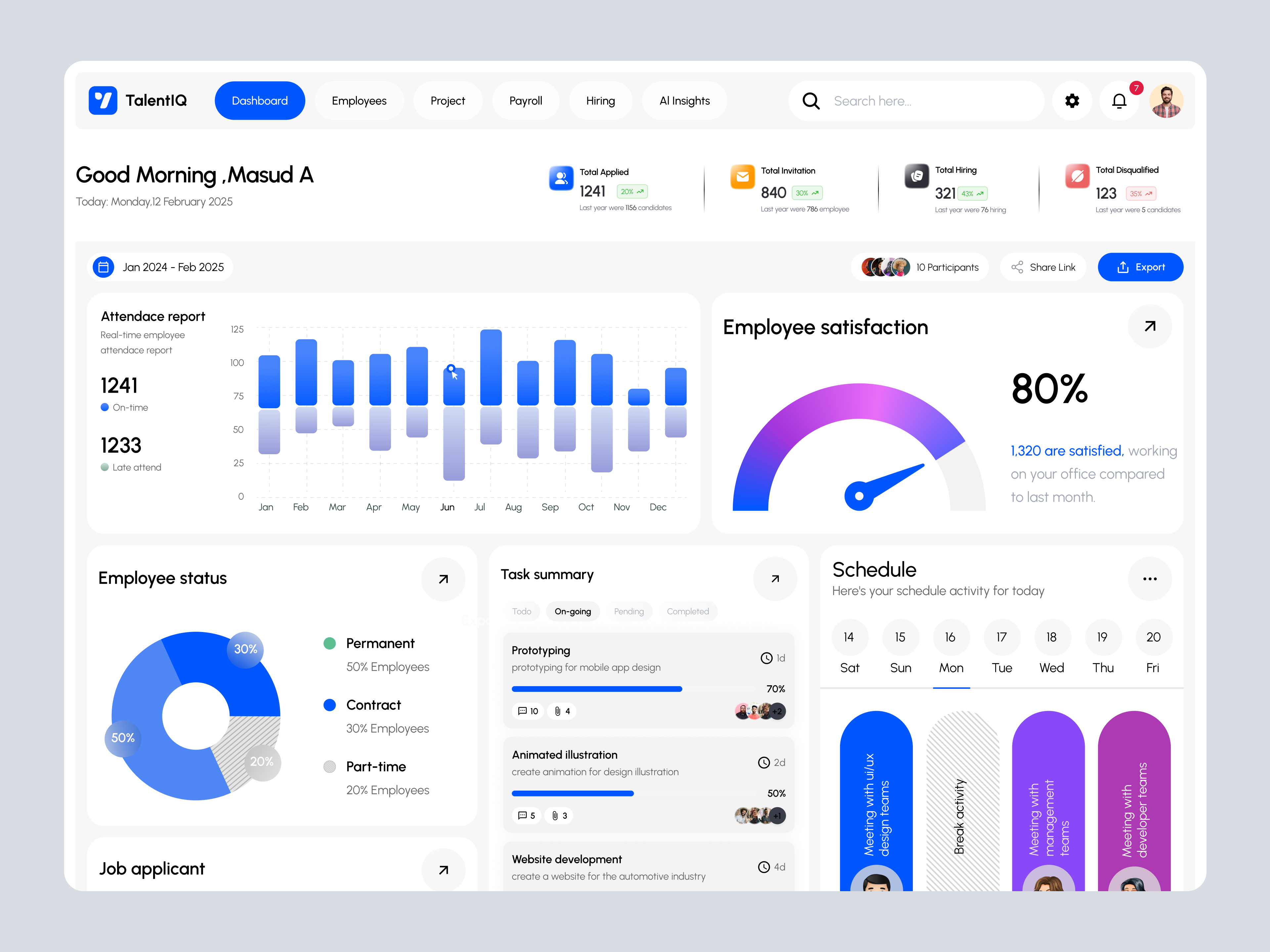 HR Management Dashboard Design interface product service startup ui ux web