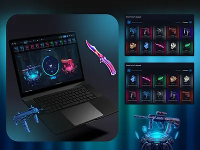CS2 Loot Upgrade Interface Concept betting casino casino dashboard casino interface casino ui casino website counter strike 2 crypto casino cs2 dashboard ui design futuristic design gambling website game dashboard game interface loot box online casino skin upgrade web app design web3 design