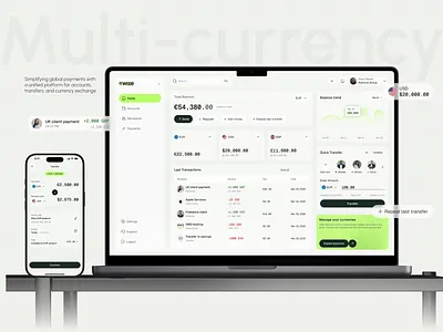 Fintech Dashboard UI — Wise Concept branding clean ui dashboard finance app fintech mobile app product design saas ui ui design ux design web app
