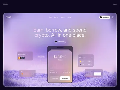 All-in-one crypto platform animation app app design crypto crypto financial defi design earn finance landing payouts ui ux wallet web web design