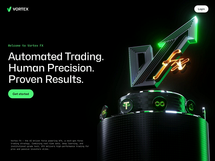 Vortex fx hero section web design landing page 3D animation