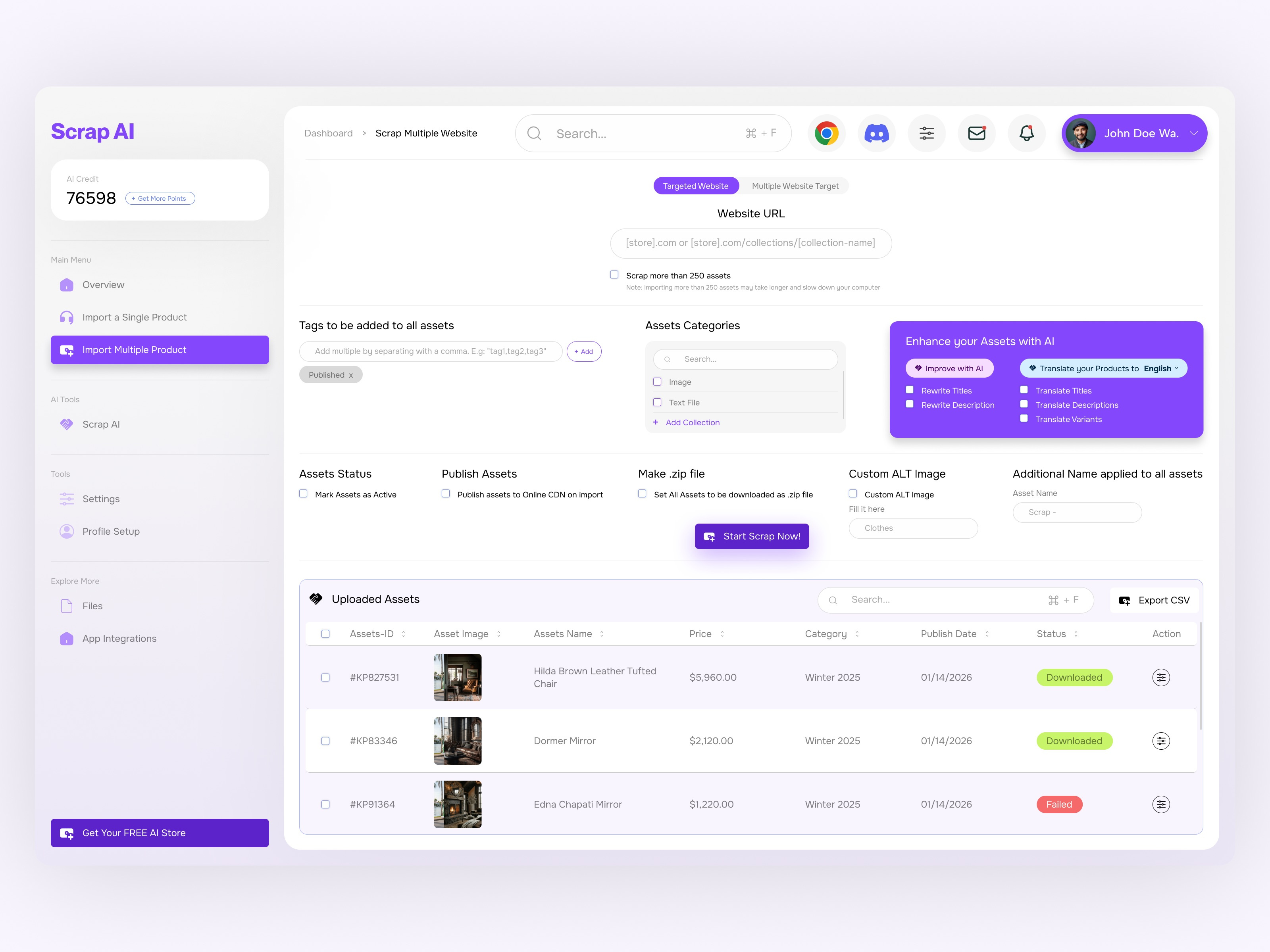 Example of Dashboard Website UI/UX Design