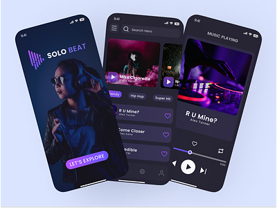 Ui Design For Music App app branding design graphic design illustration logo musicapp typography ui uidesign ux vector