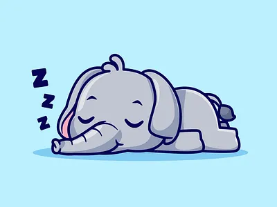 Happy Monday🐘💤 animal branding charater cozy cute doodle dream elephant flat funny humor icon illustration logo monday relax sleep sleepy working