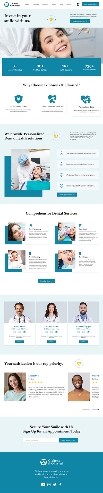Gibbons & Olmsted Dental Web Design adobe illustrartor dental website design graphic design landing page medical website ui ui design ui ux design web design website design