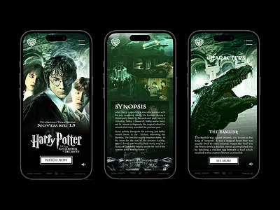 Harry Potter 2 app design design entertainment entertainment website harry potter harry potter website landing page movie design movie website promotional website ui webdesign