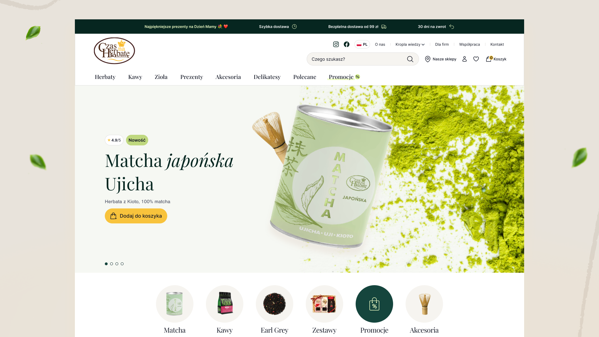 E-commerce Redesign – Czas na Herbatę clean design coffe ecommerce ecommerce design minimal product design product showcase redesign tea ui design ux design website design