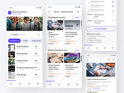 e-learning mobile app design UI apps best clean design e learning figma leaning minimal mobile app modern new product design top ui ui design ux ux design