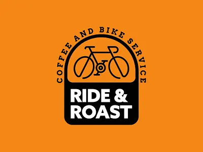 Ride and Roast Logo Design bicycle and cofee bicycle logo cajva coffee logo orange and black ride and roast ride logo roast coffee roast logo