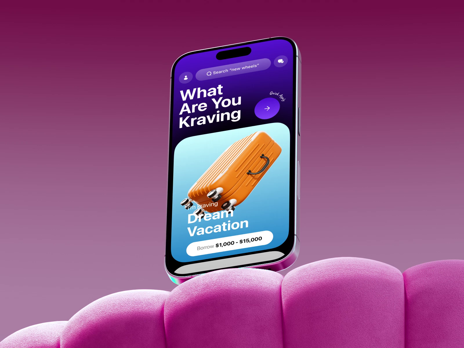 Kraving mobile app design 3D animation