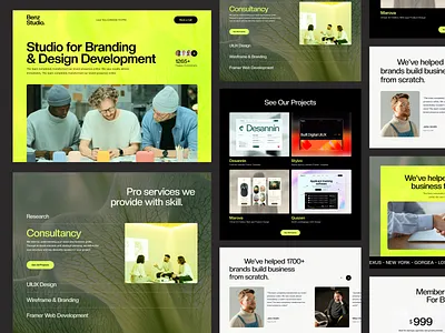 Benz Studio - Branding & Development Agency Website agency branding creative agency cro framer landingpage nocode studio ui uidesign user interface webdesign website wordpress
