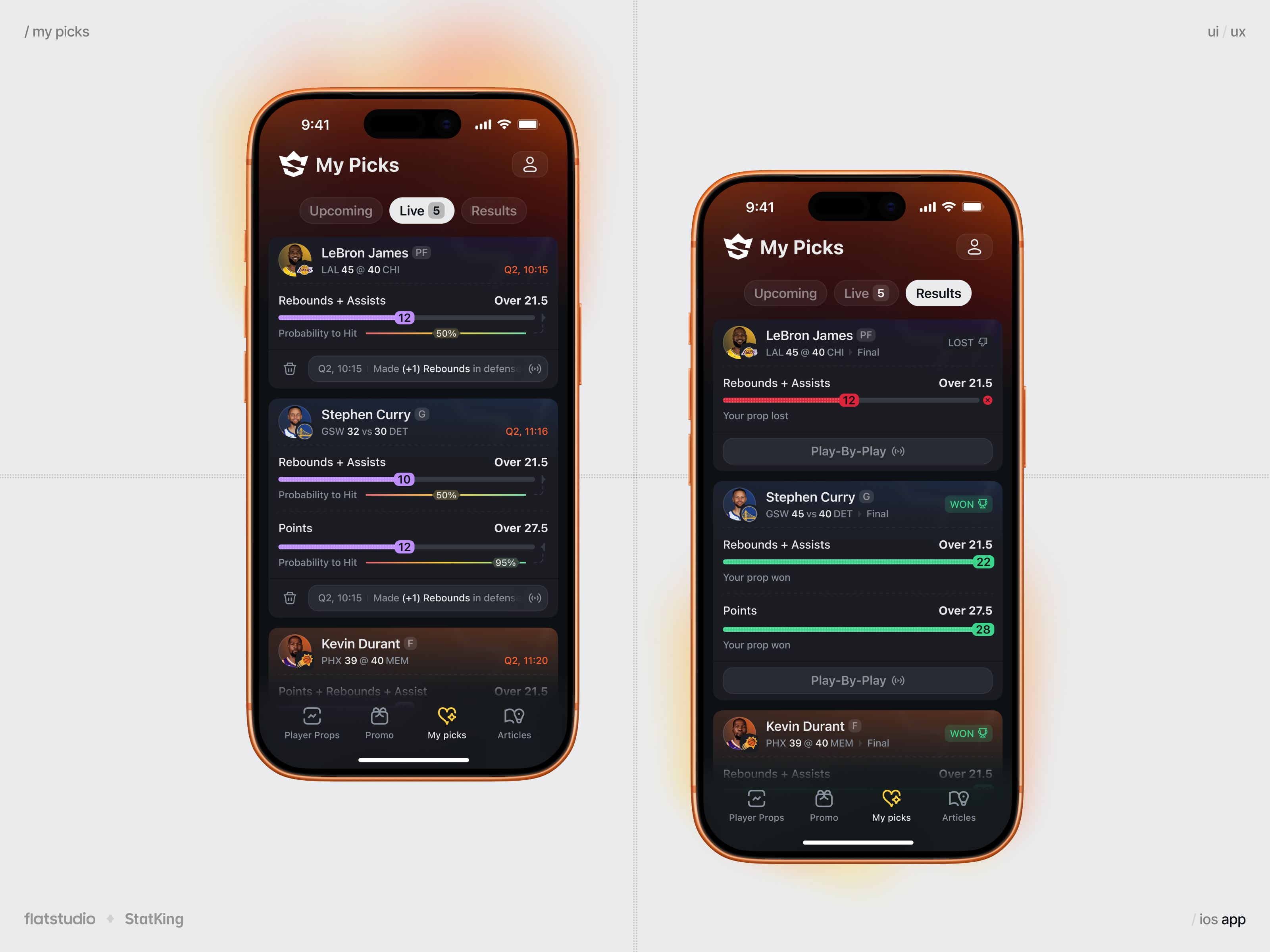 StatKing App: My Picks UI