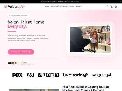 Veloura Air – Premium Shopify Air Comfort Store air products air purifier clean design conversion optimization cro design ecommerce ecommerce design ecommerce ux home comfort landing page minimal ui modern ui online store premium design product page shopify design shopify store smart home ui design ux design
