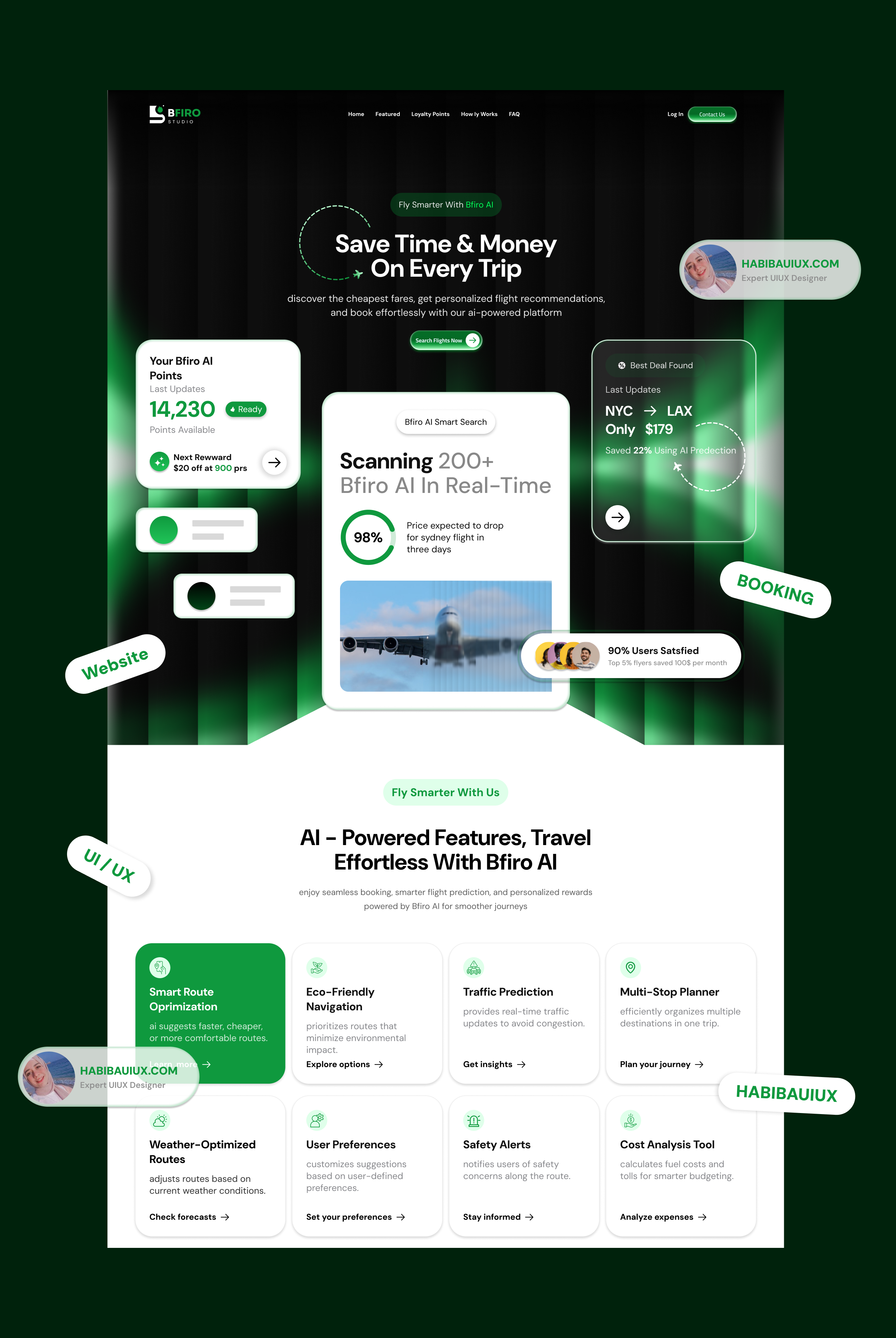 AI-Powered Features, Travel Home Page UI Design ai branding figma homepage landigpage travel ui ux