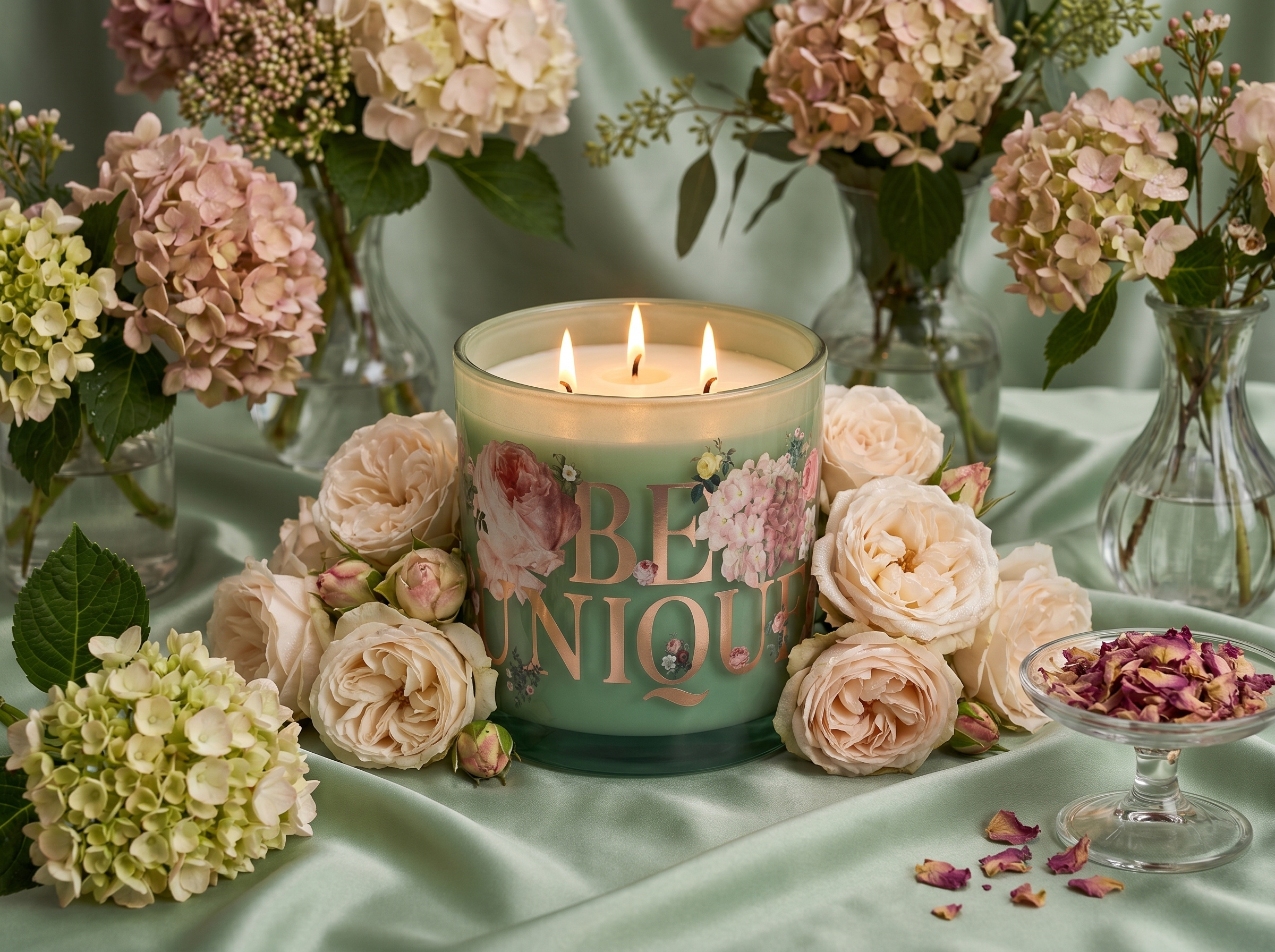 Be Unique - Candle Packaging Design bold candle elegant era floral labels luxury modern packaging unique victorian