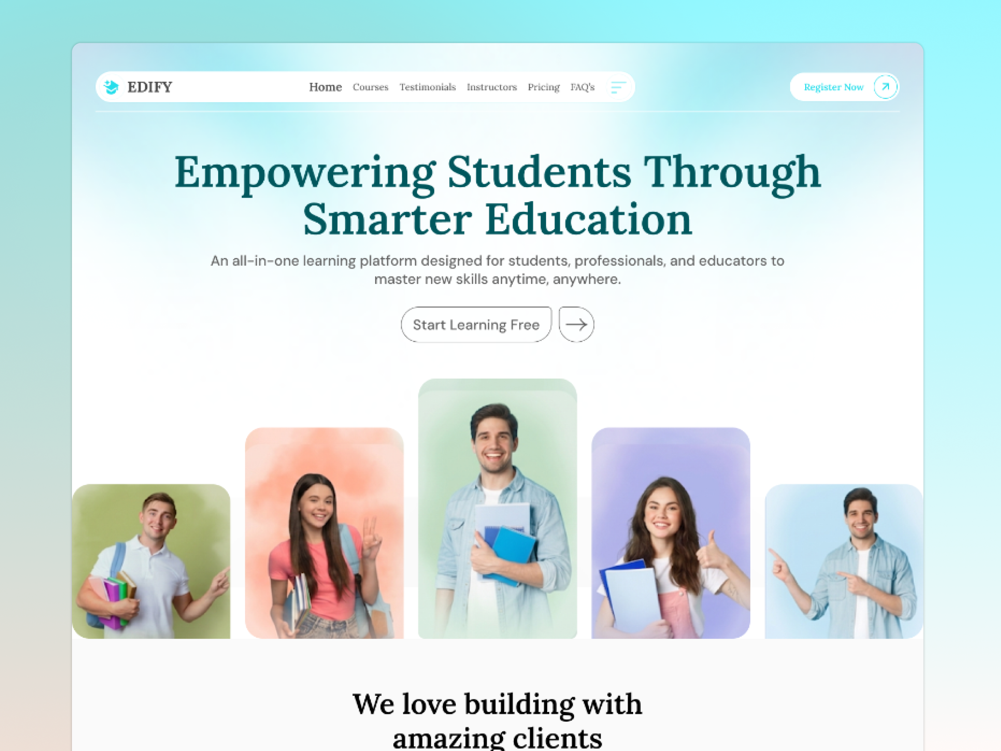 Education Platform Landing Page UI 🎓✨ clean ui dashboard ui digital platform edtech design education app interaction design landing page design minimal design modern ui product design responsive ui saas design startup design ui design user experience user interface ux design visual design web design website ui