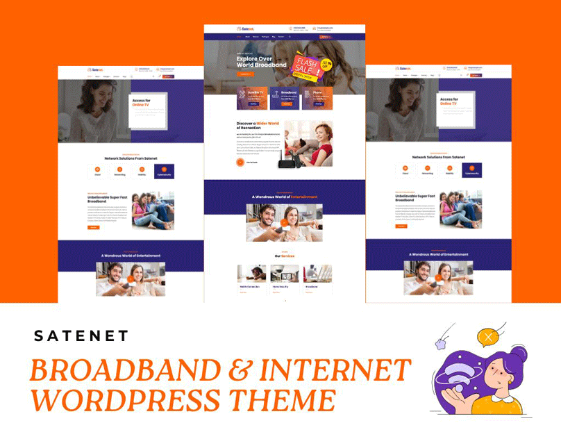 ⚡ Satenet – Broadband & Internet WordPress Theme broadbandbusiness internetprovider isptheme satenet telecomwebsite wordpresstheme