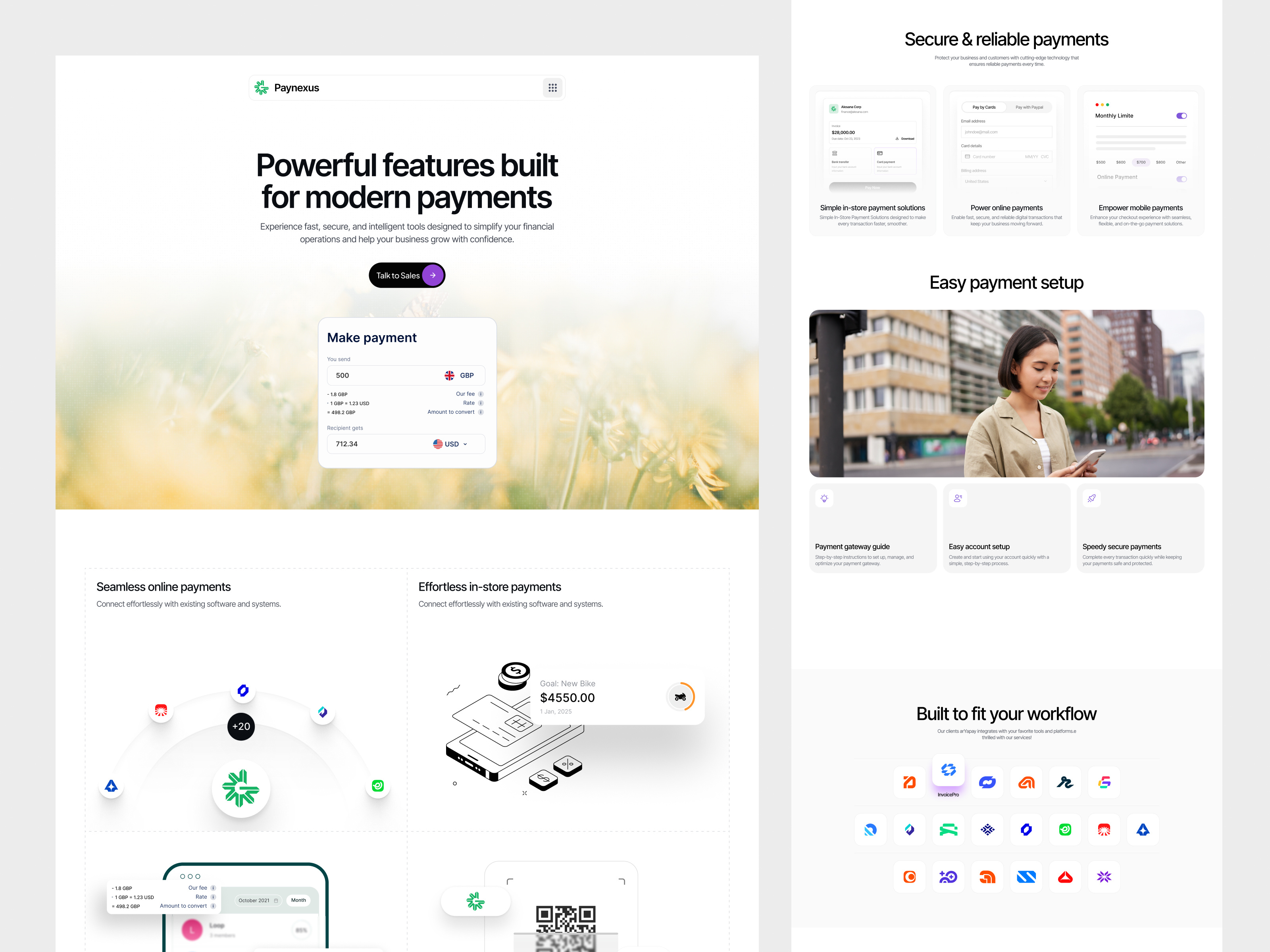 Example of Products page - Payment gateway website