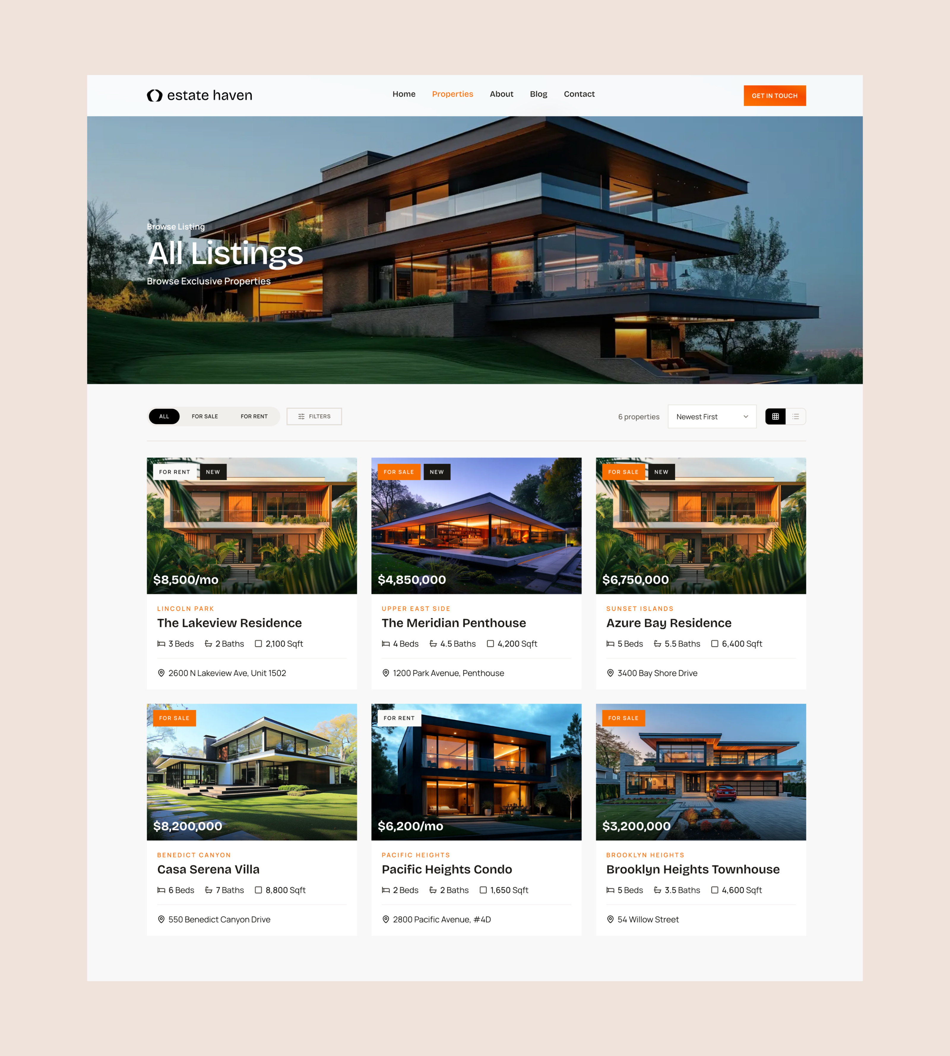 Example of Real Estate Website Design & Development
