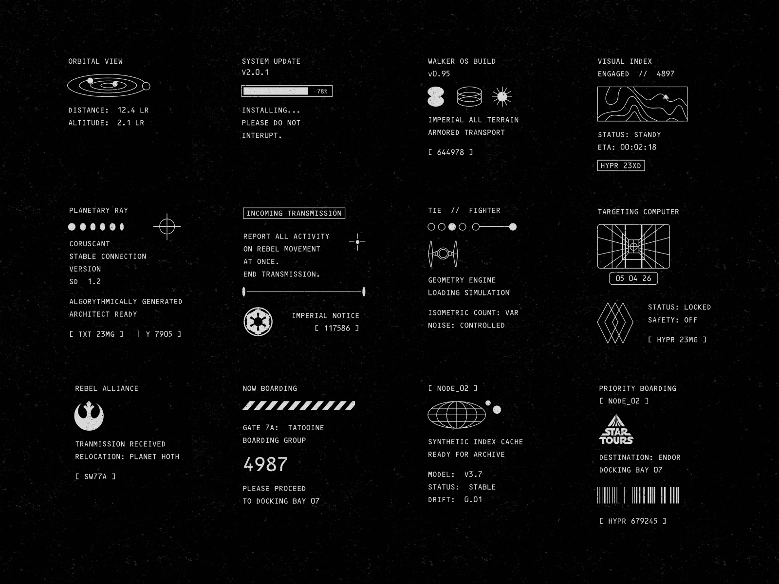 Star Wars Micrographics branding computer data futuristic illustration interface logo may 4 micrographics mono software space starwars tech typography ui