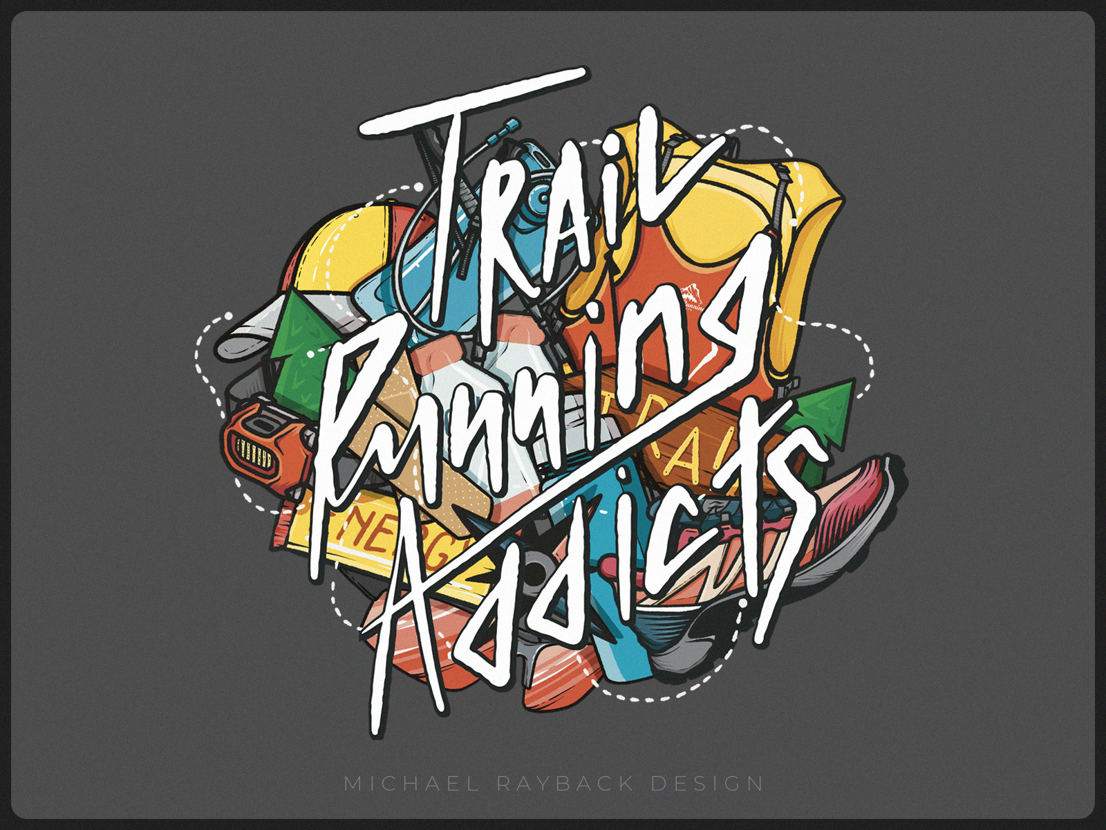 Trail Running Addicts Illustration