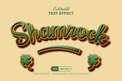 3D Text Effect Samrock Green Orange Color Style 3d day design editable effect font holiday lettering nature st patricks style tangerine text type typography word