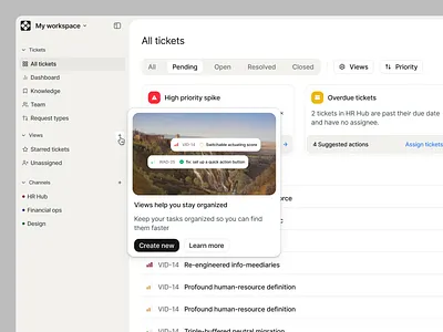 Create a new view from the sidebar menu - explanation modal dashboard exaplin explaination feature feature explain feature explaination feature modal feature onboard features issues dashboard modal popup product design sidebar sidebar modal ticket dashboard ui ux