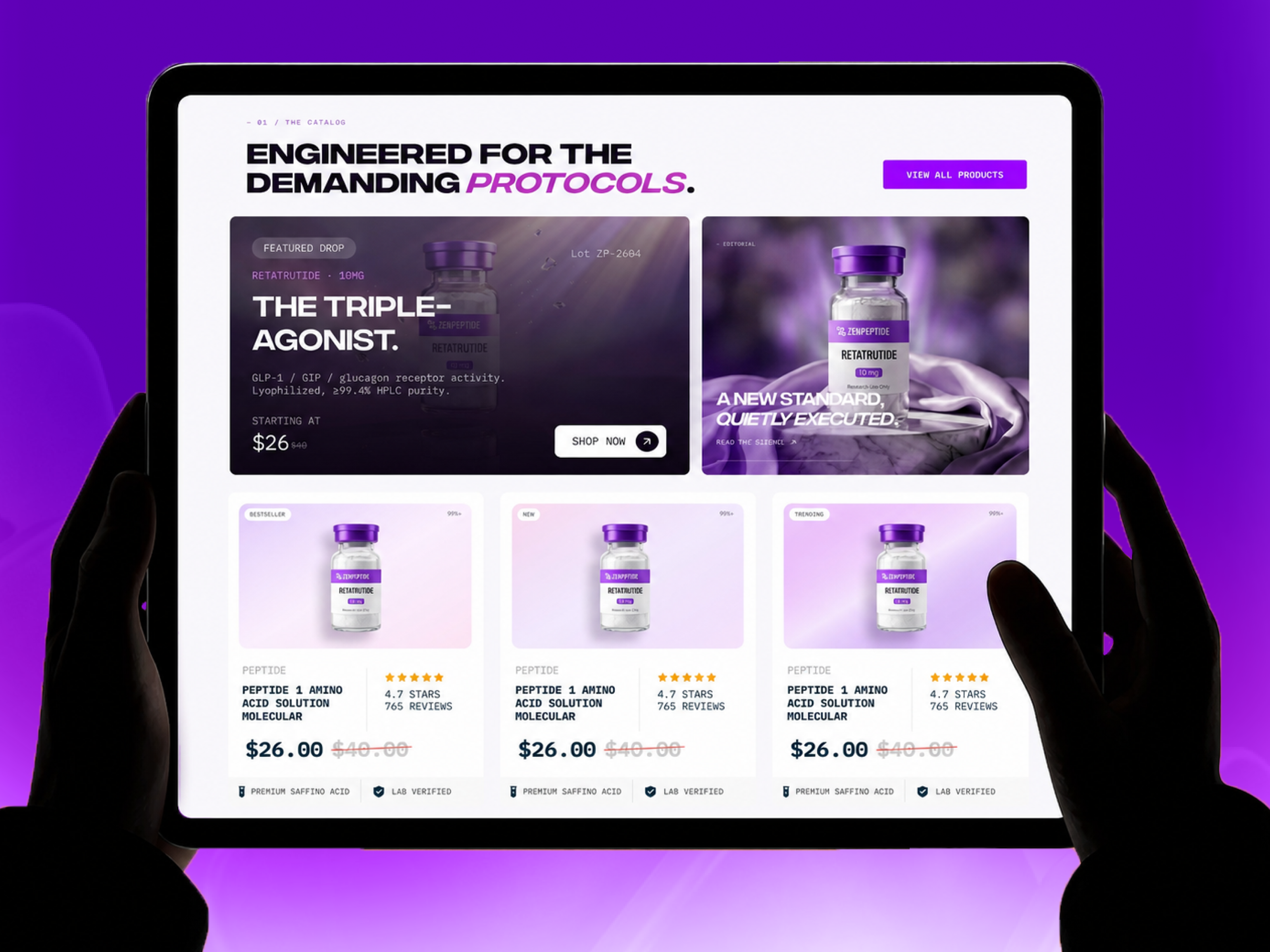 Example of Modern Peptide Store Website Design