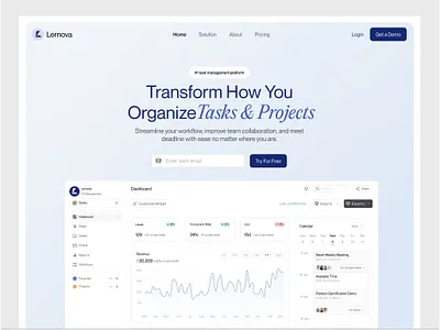SaaS Landing Page | CRM Project Management Platform UI automated workflow management business analytics crm crm dashboard dashboard ui finance landing page management dashboard minimalist platform product design product management saas landing page ui ui components uiux user interface web design