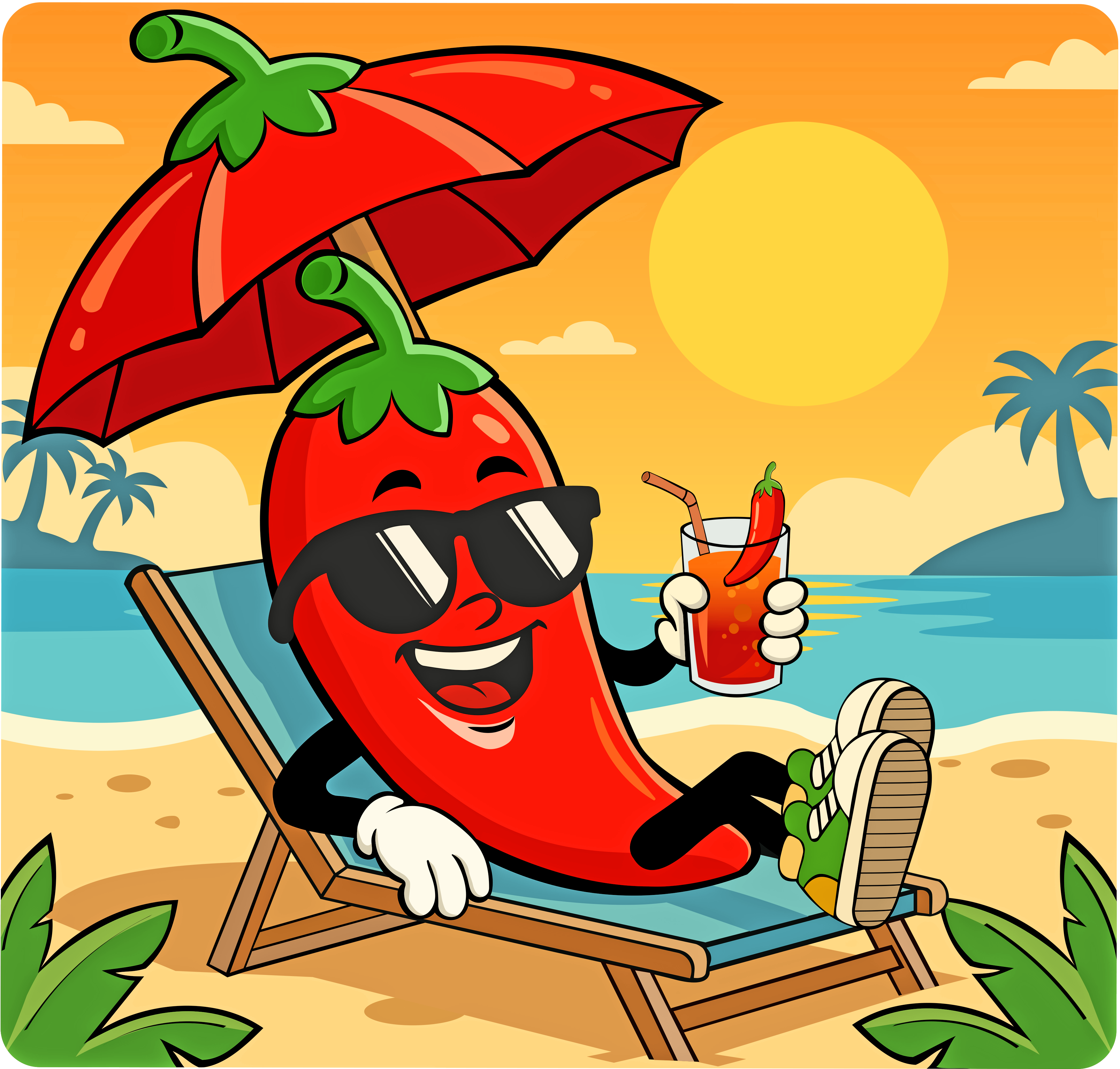 Cartoon Chili Beach Characte