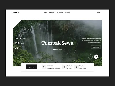 Lapah - Booking Vacation Landing Page app black branding design illustration indonesia logo travel travel trip trip ui ux vacance vacation vector web web design woderfull indonesia