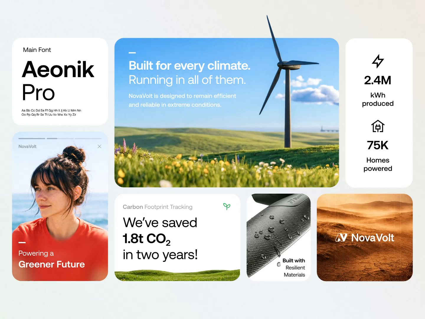 Example of Clean Energy Brand Moodboard | Bento Grid Web Design Concept