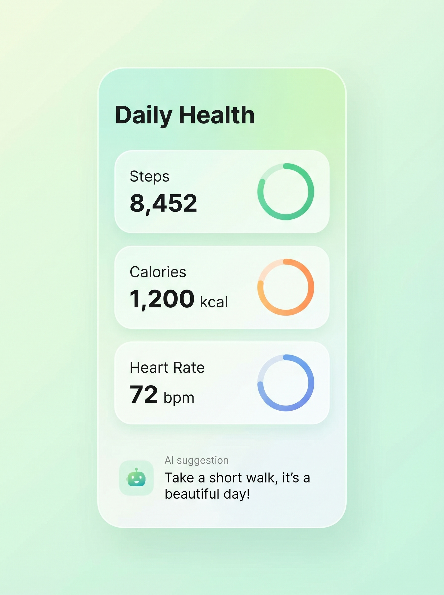 Daily Health Tracker – Soft UI Mobile App appdesign dashboard dribbble figma fitnessapp healthapp mobileapp neumorphism softui uidesign uxdesign wellness
