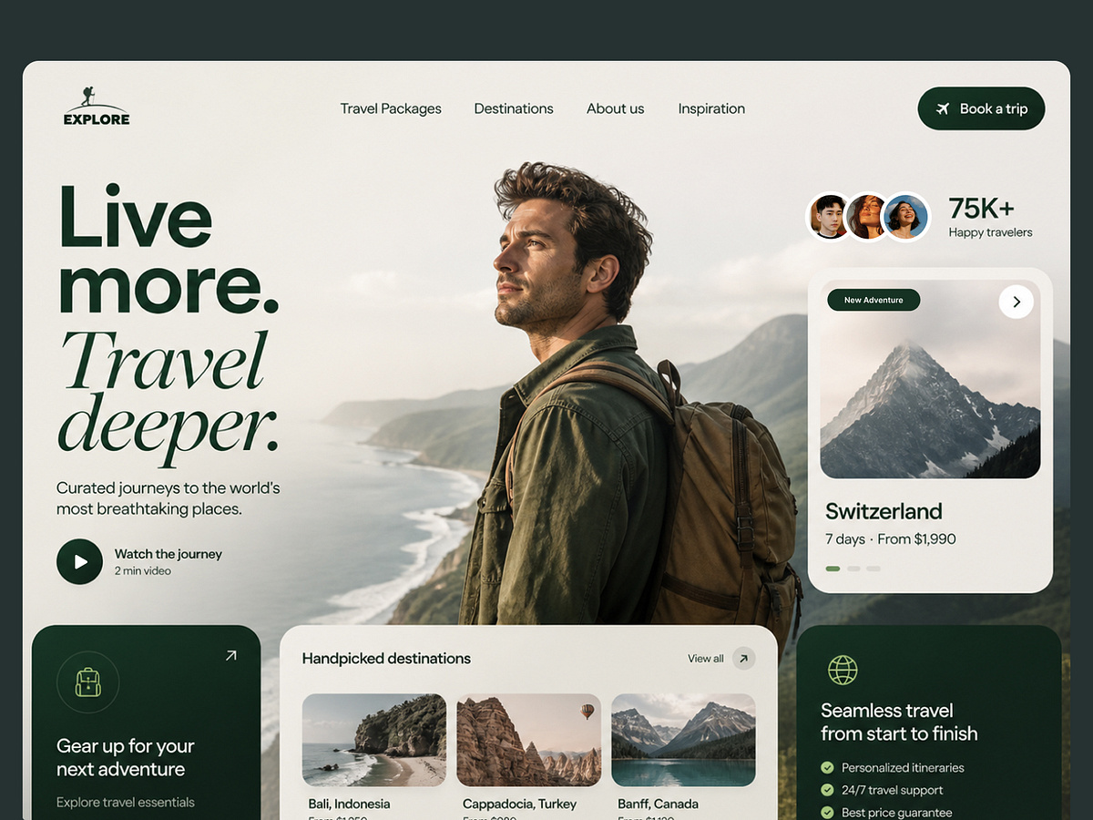 Travel Experiences Website UI/UX Design