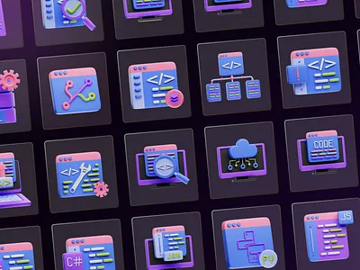 3D Coding Icons design graphic design icon icons illustration ui ux vector