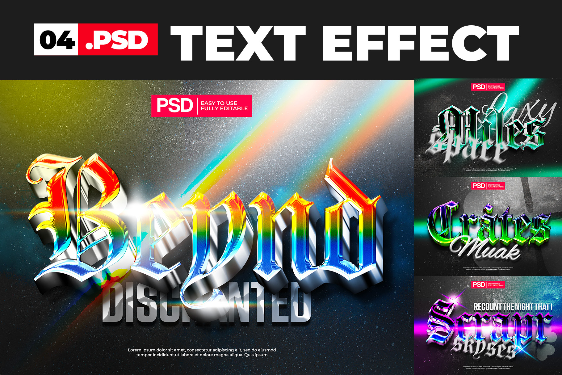 Chrome Metal Text Effect embossed photoshop photoshop text effect