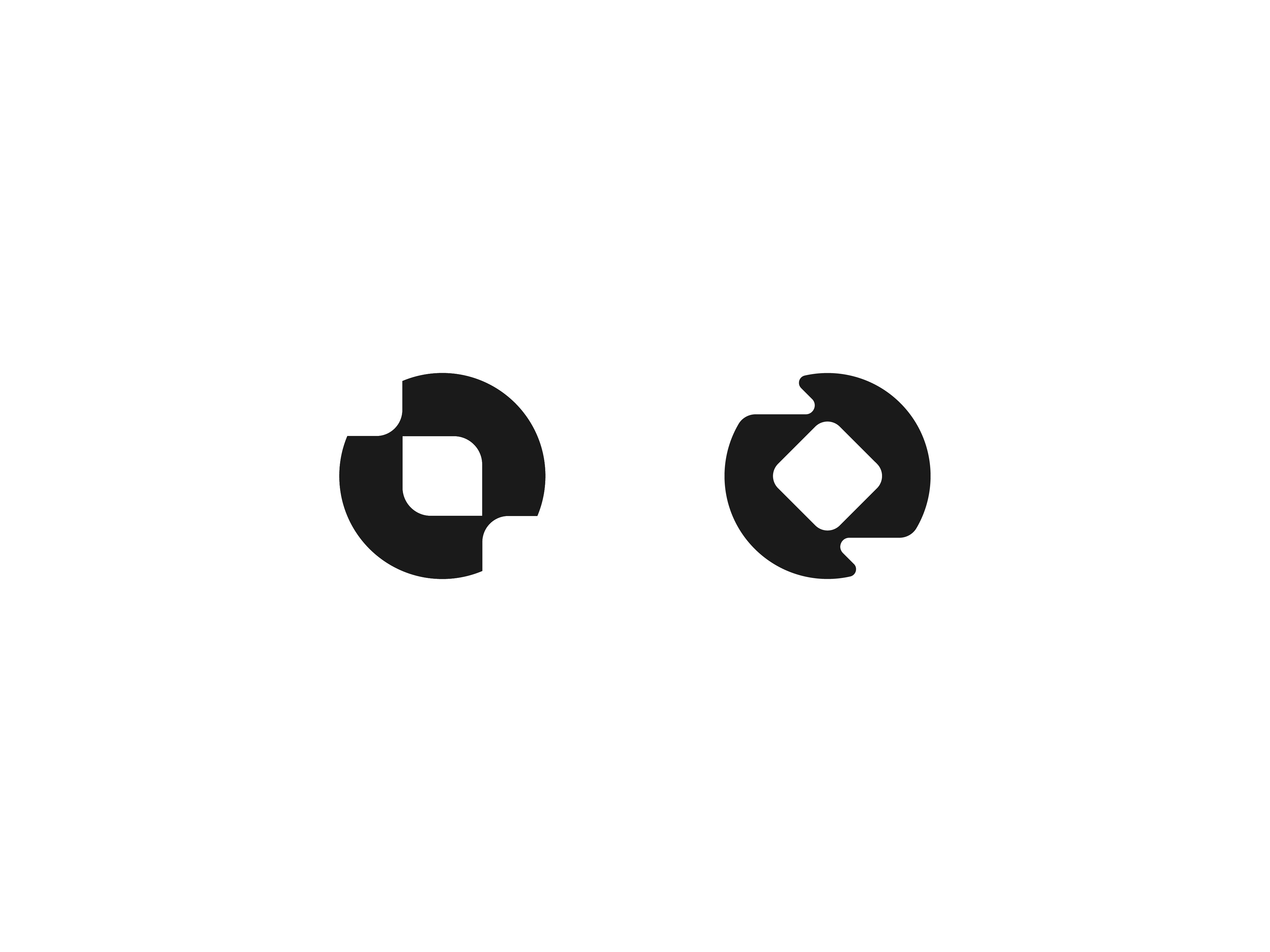 Letter E — Two Logo Mark Explorations in Black and White