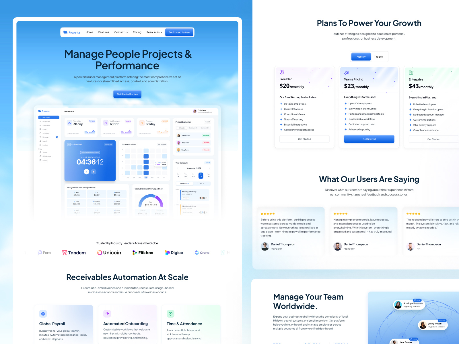 Example of Proventa - SaaS Website Template