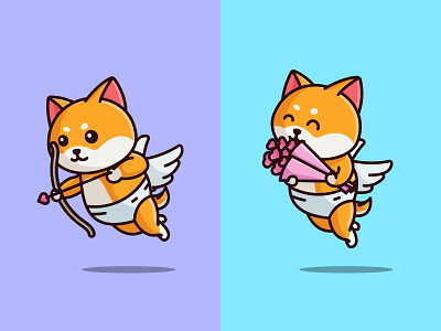 Cute cupid shiba 💘🐕👼 cartoon character cupid cute cutecartoon design dog illustration logo love mascot post poster shiba social media valentine vector