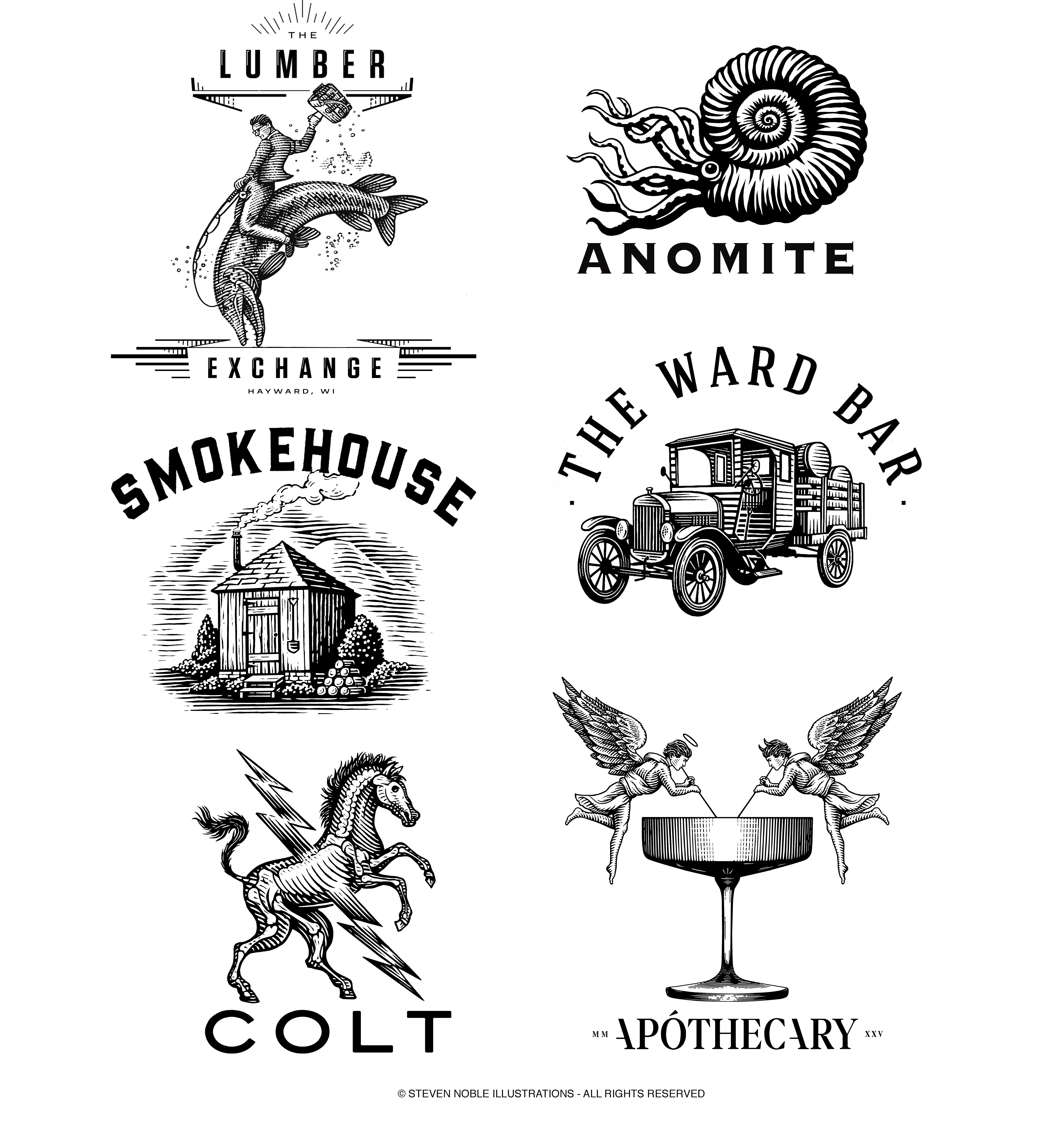 Steven Noble Illustrations Logos Collection V