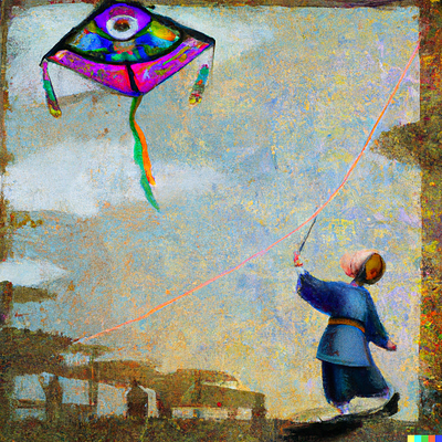 Kite Soaring in the Land of the Rising Sun design graphic design illustration