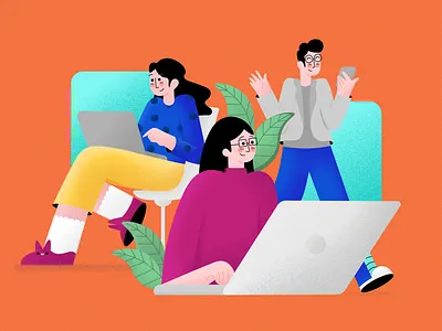 Chat Service adobe art artwork character character design chat color design device dribbble illustration illustrator online online chat vector